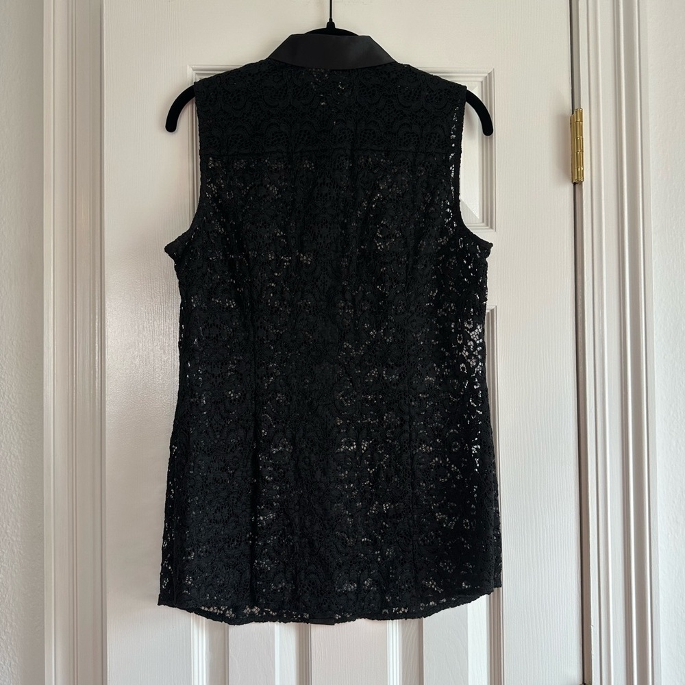 Anne Klein Women’s Black Corded Lace Button Up Blouse Size 8 perfect condition - Picture 4 of 7
